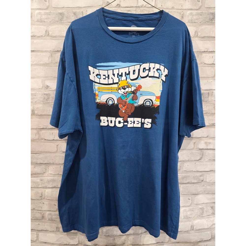 Kentucky Buc-Ees Sz 3XL Graphic T-Shirt Blue Beaver Mascot Retro Casual Tee